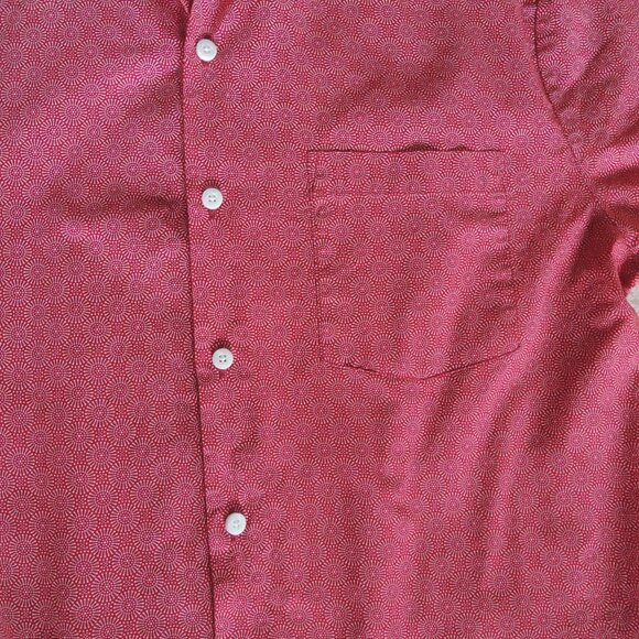 Onia Red & White Circle Dot Print Short Sleeve Button Shirt M - Picture 4 of 9